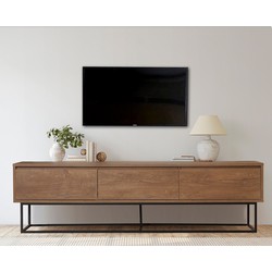 TV Meubel Milo Walnoot Zwart Melamine 180x50x40 cm