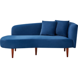 Beliani CHAUMONT - Chaise longue-Blauw-Fluweel