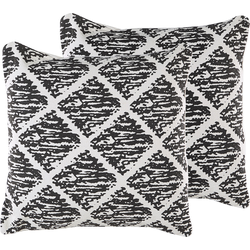 HAZRO  - Sierkussen set van 2 - Crème - 45 x 45 cm - Katoen