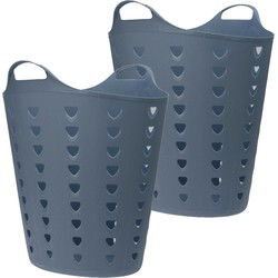 Flexibele wasmand - 2x - blauw - 60 liter - kunststof - 47 x 50 cm - Wasmanden