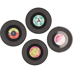 4x LP vinyl onderzetters - dia 11 cm - Onderzetters voor glazen - Glazenonderzetters