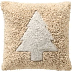 Textino MARIT - Kussenhoes 45x45 cm - met teddykrullen - Natural - beige - Textino