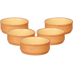Set 18x tapas/creme brulee serveer schaaltjes terracotta/geel 12x4 cm - Snack en tapasschalen
