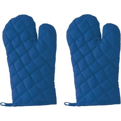 2x stuks 1x Ovenwanten/ovenhandschoenen blauw voor volwassenen - Ovenwanten