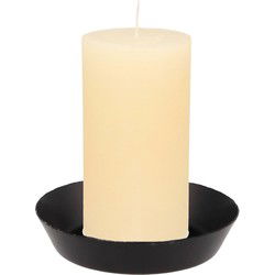 Kaarshouder voor stompkaars - zwart - metaal - D10 x 2 cm - Kaarsenplateaus