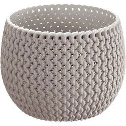 Plantenpot/bloempot kunststof dia 14.5 cm en hoogte 11 cm beige/taupe - Plantenpotten