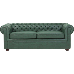Beliani CHESTERFIELD - Driezitsbank-Groen-Kunstleer