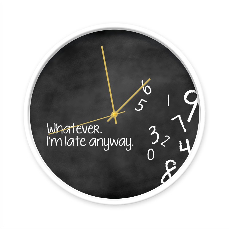 Klok 'Whatever I'm late anyway' - Wit / goud - 