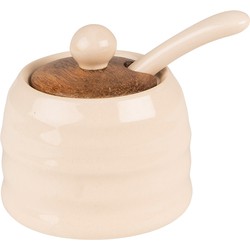 Clayre & Eef Voorraadpot  Ø 8x6 cm Beige Bruin Keramiek Voorraadbus