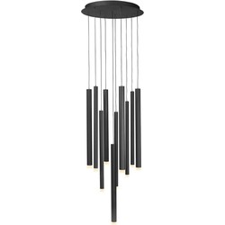 Highlight - Tubes - Hanglamp - LED - 40 x 40  x  150cm - Zwart