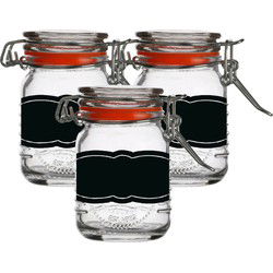 Weckpotje/inmaakpotje - 6x - 70 ml - glas - met beugelsluiting - incl. etiketten - Weckpotten