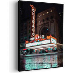 Muurwerken Akoestisch Schilderij - Chicago at Night - Geluidsdempend Wandpaneel - Wanddecoratie - Geluidsisolatie - BASIC (AW 0.65) S (50X70)