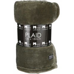 Fleece deken - donkergroen - 130 x 180 cm - polyester - fleeceplaid - Plaids
