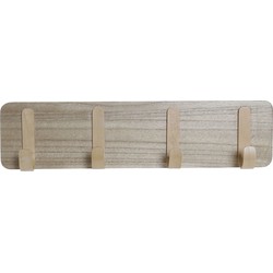 Items Wandkapstok - 4-haaks - hout - kapstok - 48 cm - Kapstokken