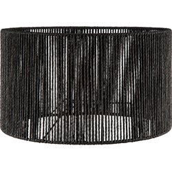 Papieren Woven Lampenkap - Cilindrisch - Black - Moderne stijl - ø40 x 22 cm - E27 fitting - Voor Staand Lamp - Ontworpen voor woonkamer en eetkamer