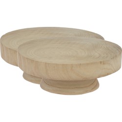 2x stuks houten dienbladen/kaarsenborden rond op poot D24 cm - Kaarsenplateaus