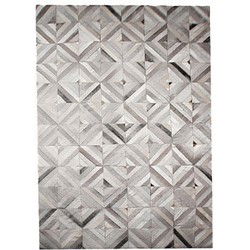 Decoratief vloerkleed met parketeffect in grijs haarleer 230x160
