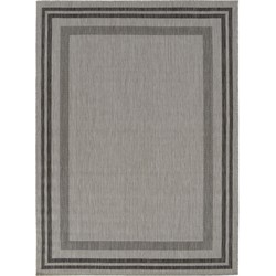 Vercai Rugs Terrace Collectie - Laagpolig Vloerkleed - Tapijt voor Binnen en Buiten - Polypropyleen - Pebble / Grijs - 80x250 cm