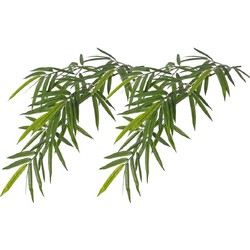 2x Groene Bamboe kunstplanten hangende tak 82 cm UV bestendig - Kunstplanten