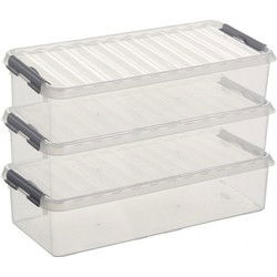 Sunware opbergbox - 3x - transparant - 6.5L - 48 x 19 x 10 cm - Opbergbox