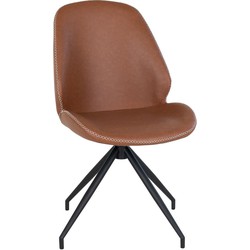 Monte Carlo Dining Chair with Swivel - Dining Chair in PU with Swivel, vintage brown with black legs