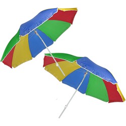 Regenboog gekleurde parasol - 2x - Dia 180 cm - Tuin - Strand - Parasols