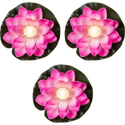 Set van 8x stuks roze waterlelies met LED waxinelichtje 13 cm - LED kaarsen