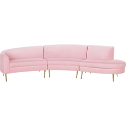 Beliani MOSS - Modulaire Sofa-Roze-Fluweel