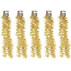5x Gouden folieslingers grof 180 cm - Kerstslingers