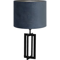 Tafellamp Mace/Velours - Zwart/Dusty Blue - Ø30x56cm
