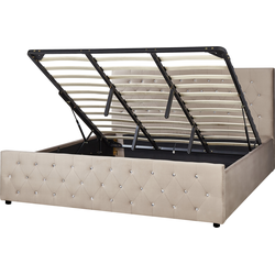 AMIENS  - Bed met opbergruimte - Taupe - 180 x 200 cm - Fluweel