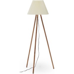 Kave Home - Benicarlo vloerlamp in massief rubberhout met een natuurlijke, beige afwerking