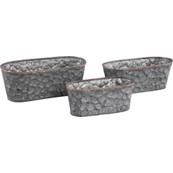 PTMD Dianne Grey Zinc pot oval basket shape set of 3