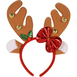 Christmas Decoration kerst haarband - rendier gewei strik- lichtbruin - Verkleedattributen