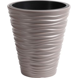 Prosperplast Plantenpot/bloempot Sand Dunes - buiten/binnen - kunststof - beige - D39 x H43 cm - Plantenpotten