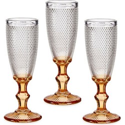 Vivalto Champagneglazen Monaco serie - 6x - goud - op voet 180 ml - Champagneglazen