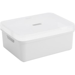 Sunware opbergbox/mand 24 liter wit kunststof met transparante deksel - Opbergbox