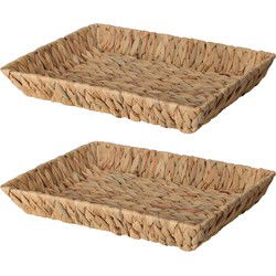 H&S Collection Broodmand - 2x - gevlochten riet - naturel - 38 x 28 x 6 cm - broodmand