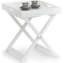 Zeller Bijzettafel - inklapbaar - wit - hout - 40 x 46,5 cm - dienblad - Bijzettafels