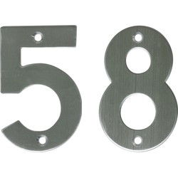 AMIG Huisnummer 58 - massief Inox RVS - 10cm - incl. bijpassende schroeven - zilver - Huisnummers