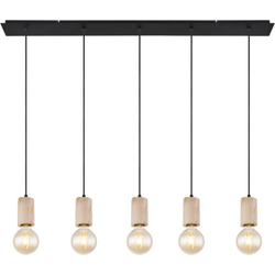 Industriële hanglamp Joseba - L:115cm - E27 - Metaal - Zwart