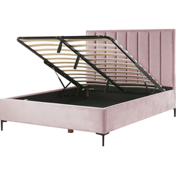 Beliani SEZANNE - Tweepersoonsbed-Roze-Fluweel