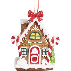 Clayre & Eef Kersthanger Gingerbread house 7x5x9 cm Bruin Kunststof