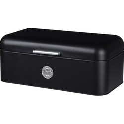 Broodtrommel - zwart - 2,5 liter - 42 x 22 x 16 cm - metaal - lunchbox - Broodtrommels