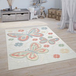 Kindervloerkleed Twedla - Vlinders - Multi - 120x160 cm