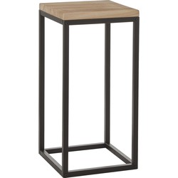 Plantenstandaard Oskar vierkant hout/metaal zwart 30 x 62 cm - Planten onderzetter