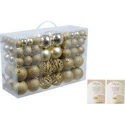 Set van 100x voordelige gouden kerstballen met kerstbalhaakjes - Kerstbal
