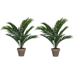 2x Groene Areca palm kunstplant in pot 40 cm woonaccessoires/woondecoraties - Kunstplanten