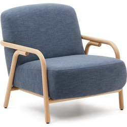 Kave Home - Blauwe fauteuil Sylo van FSC 100% massief essenhout