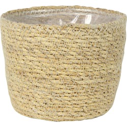 Steege Plantenmand - zeegras - rotan - beige - 15 x 12 cm - Plantenpotten